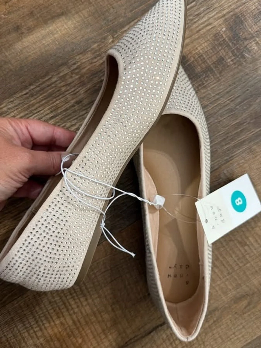 a new day Crystal-Embellished Ballet Flats in Ivory